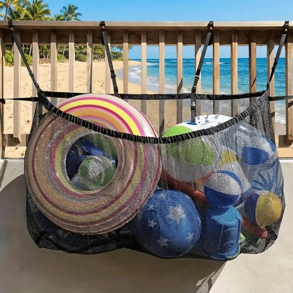 Large Capacity Swimming Pool Hanging Storage Bag Adjustable Heavy Duty Beach Hanging Bag Folding Swimming Pool Bag Beach Vue