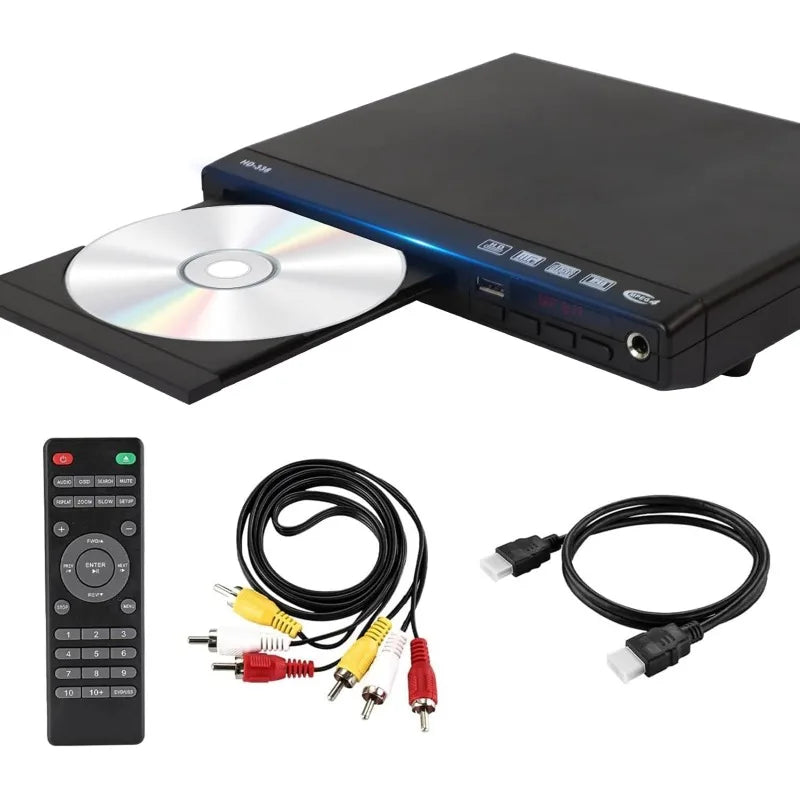 HD-328 Portable 1080P DVD Player With Remote Control USB MP3 MP4 Support Disc Player For Home /TV Projectors Built-in MIC Port Vue