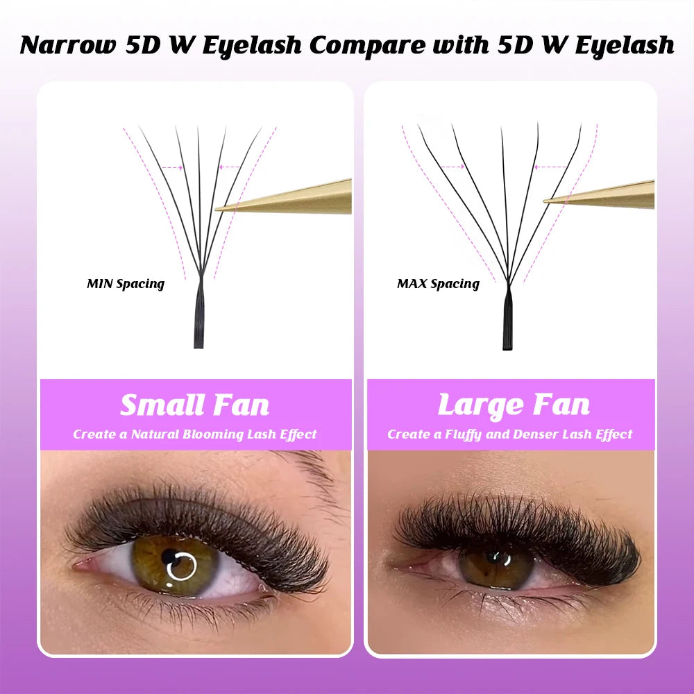 MASSCAKU V Shaped Eyelashes 3D-5D Narrow Premade Fans Lashes 0.07mm 8-15 Mix Fluffy Faux Mink W-Shaped Eyelash Extensions Beauty Vue