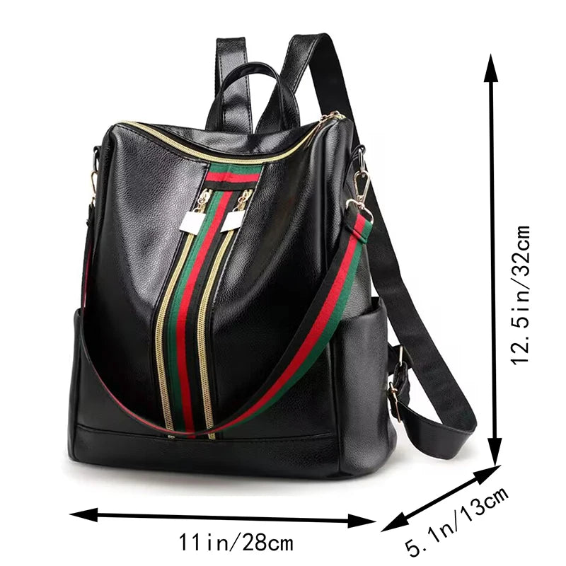 Chic Multi-way Backpack Daily Travel Stylish Striped-detail