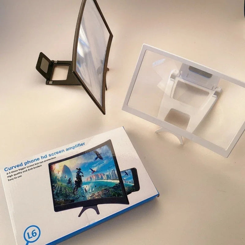 NEW 3D Screen Amplifier 12inch Mobile Phone HD Screen Video Glass Stand Magnifier For Phone Enlarged Screen Phone Stand Bracket Vue Black with box