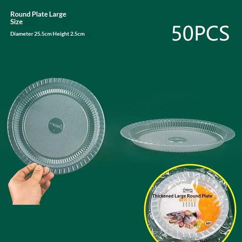 50PCS Disposable Circular Fruit Plates Transparent Plastic Snack Plates Plates Multifunctional Food Home Kitchens〔CC11〕 Vue Round 10inch