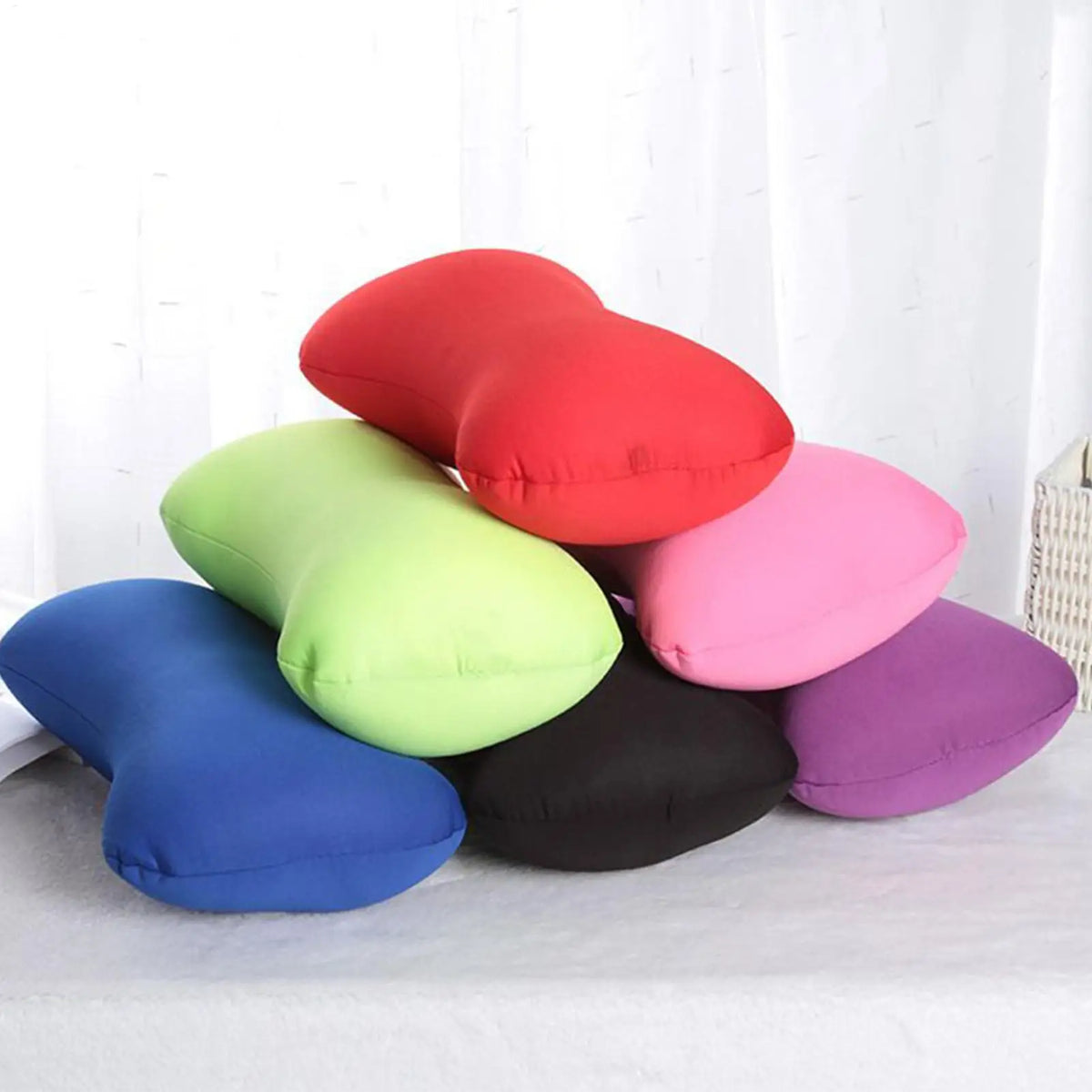 Microbead Neck Pillow Cervical Pillow Portable Support Headrest Cushion for Camping Road Trip Traveling Airplane Car Bed Flight Vue