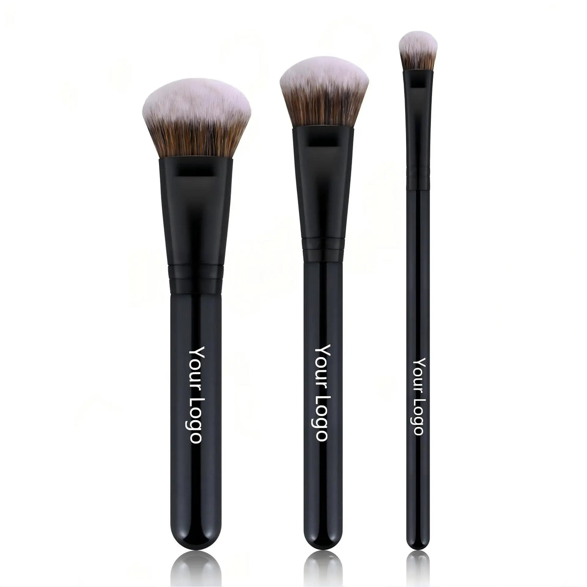 3pcs Brushes Private Label Multi Function Professional Angled Contour Foundation Brush Black Synthetic Hair Custom Logo 10sets Vue