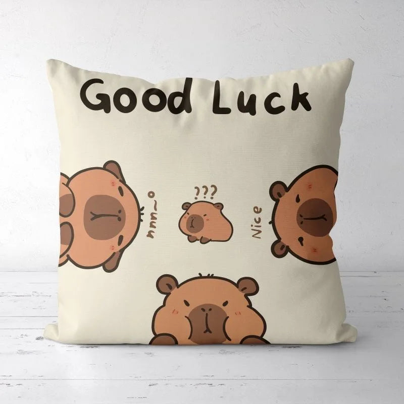 Cute Kapibara Capybara Cartoon Two-dimensional Pillowcase Children's Bedroom Sofa Cushion Cover Nap Pillow Cover Vue