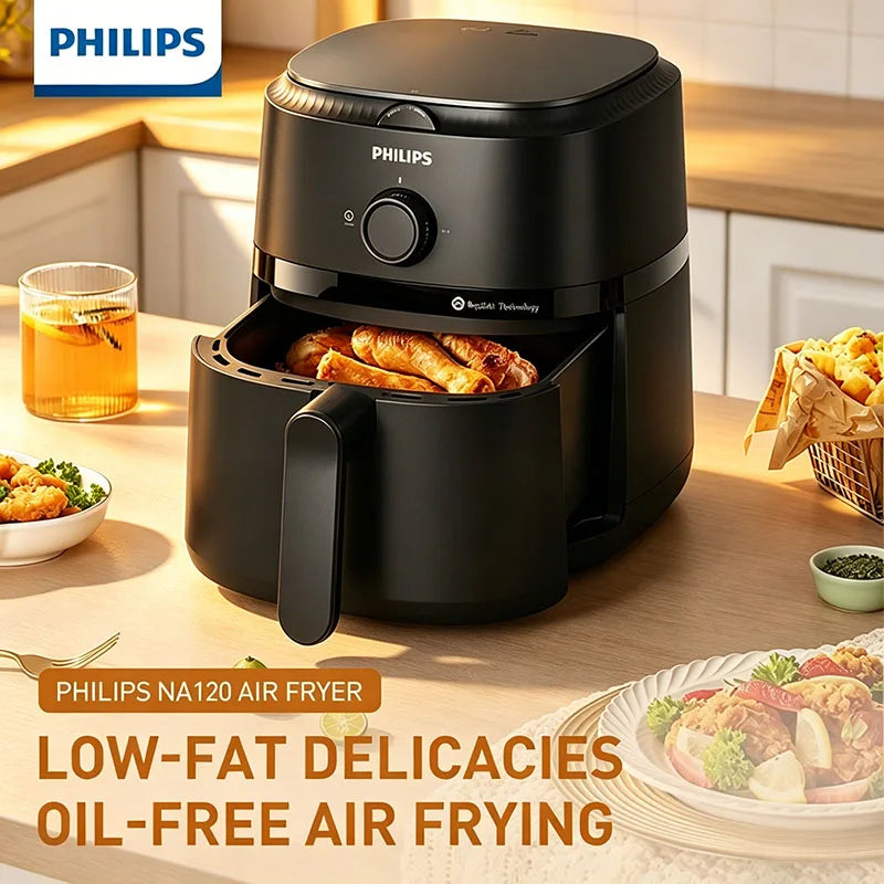 Philips Na120 Air Fryer Household 4.2L Non Stick Coated Electric Fryer Non Stick Inner Liner Easy Clean Essential Home Kitchens Vue