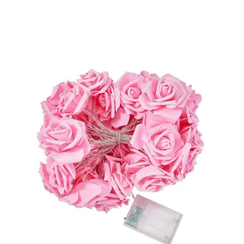 LED Pink Rose Flower String Lights Battery Operated for Wedding Home Party Birthday Festival Indoor Outdoor Valentines Day Decor Vue