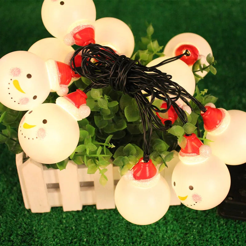 Solar Led Christmas Snowman String Light Outdoor Christmas Tree Decoration Holiday Garden Light Solar Powered Vue