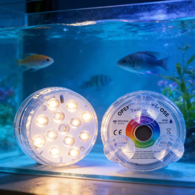 USB Pool Lights Rechargeable Submersible LED Lights with Remote RF IP68 Underwater Waterproof Pond Light for Inground Pool Decor Vue