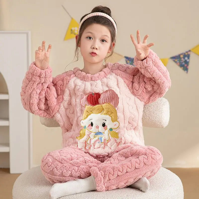 Winter Capybara Kids Boys Pajamas Sets Pyjamas Girls Sleepwear Flannel Fleece Teenage Clothes Children Home Clothes Loungewear Vue 32066 Size 16 (135-145cm)