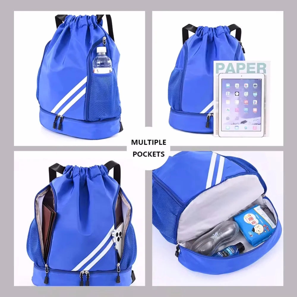 Waterproof Fitness Bag Lightweight Climbing Backpack Outdoor Large Capacity Sports Bag Multi-functional Drawstring Shoulder Bag Vue