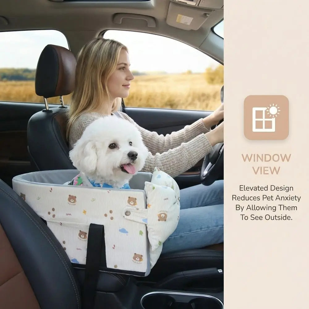 Cartoon Pattern Dog Car Seat Comfortable with Safety Leash Pet Central Control Car Seat Large Capacity Car Pet Seat Cushion Vue
