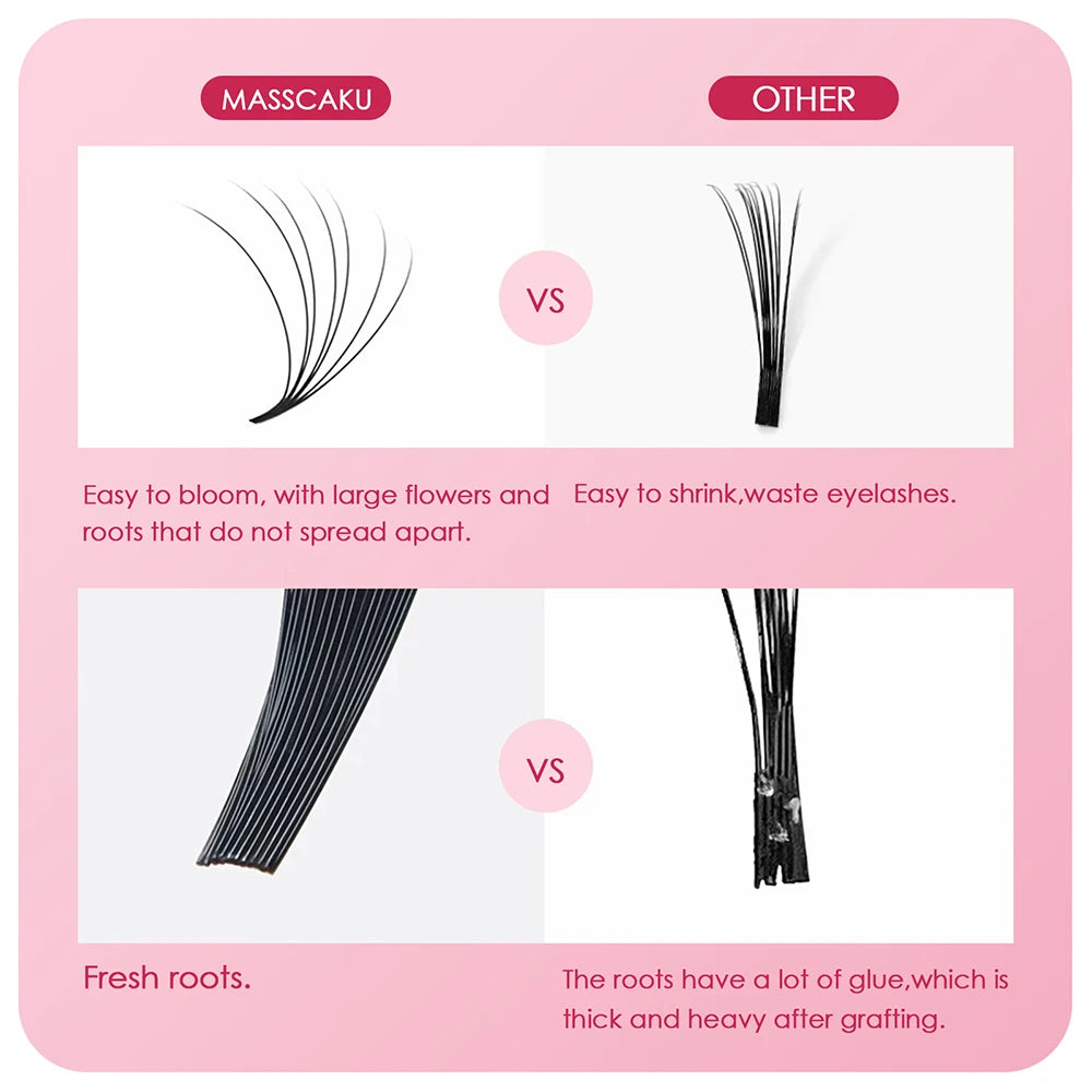 Customized Private Packaging MASSCAKU Self-Making Flowering Lashes C/CC/D/DD Curl Multi-texture Blooming Eyelashes Easy to Use Vue
