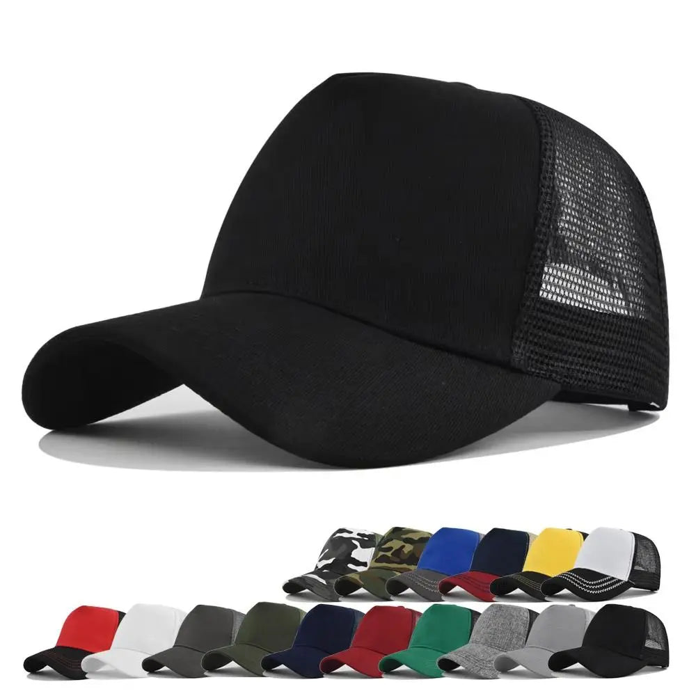 Fashion 5 Panels Baseball Cap Solid Hard Breathable Trucker Hat