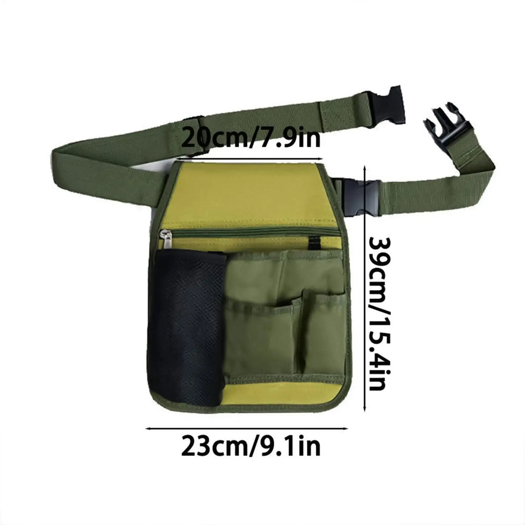 Adjustable Gardening Tool Pouch Belt Multi-Pocket Multifunctional Waist Bag for Outdoor Planting Pruning Harvesting Floral Work Vue