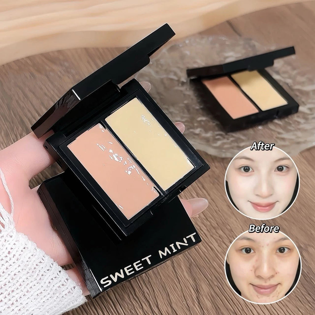 SWEET MINT Two-color Waterproof Concealer Palette Long Lasting Moisturizing Natural Creamy Texture Covers Blemishes Dark Circles Vue