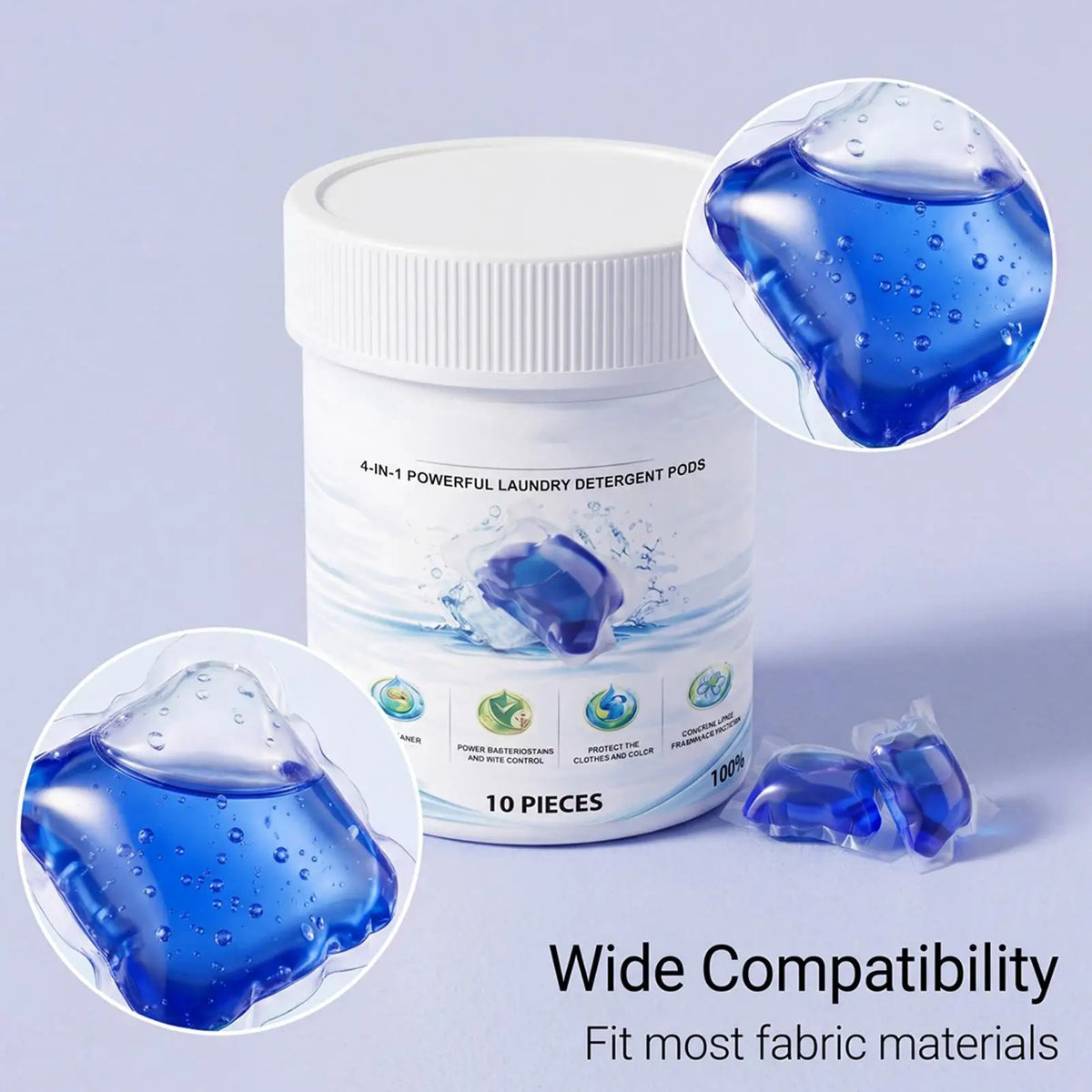 4in1 Laundry Stain Remover Pods, Portable Washing Machine Detergent Pacs, Multi-Use Cleaning Pods for Home Travel Business Trip Vue
