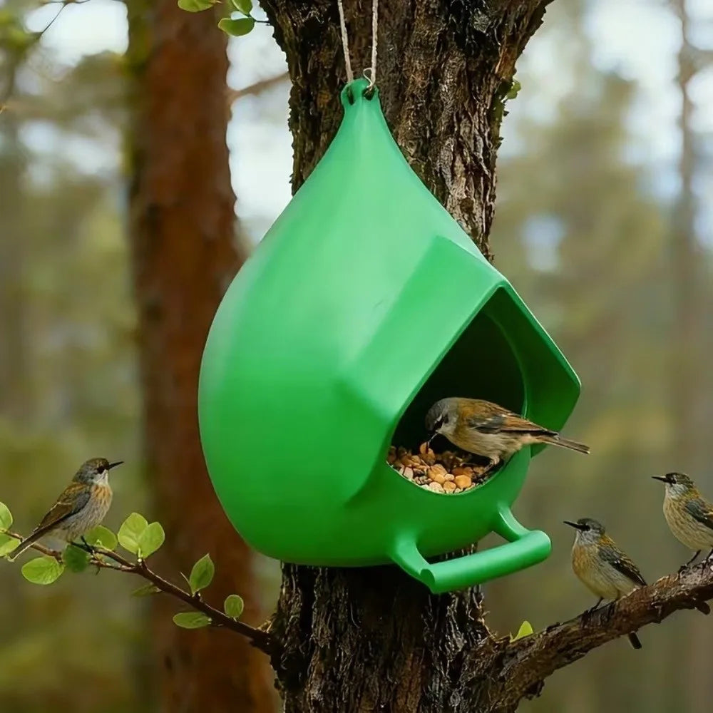 Plastic Waterproof Hanging Bird Feeder Large Capacity Rainproof Bird Feeding Dispenser with Stand Hummingbird Feeder Backyard Vue