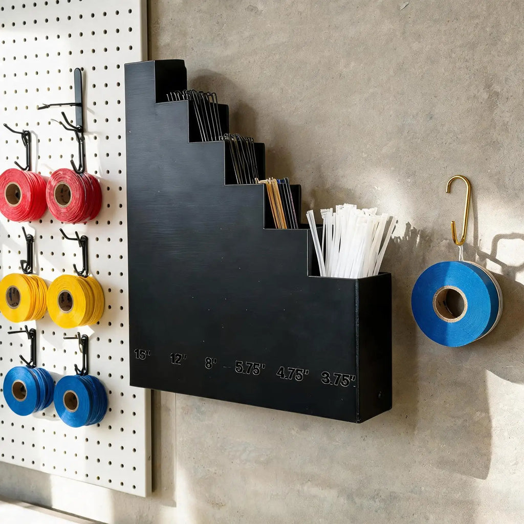 Heavy Duty Zip Tie Storage Rack, Space Saving Wall Mount Organizer for Garage Shed, Universal Tie Holder for Utility Room Drawer Vue