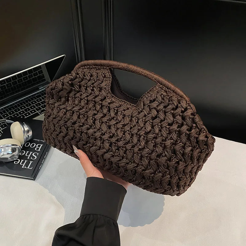 Summer Beach Bag Women Clutch Luxury Designer Straw Bags Tote Handbag Vue coffee