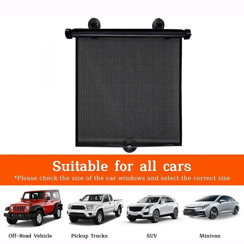 Retractable Car Side Window Sun-shade Universal Black Sunshade Roller