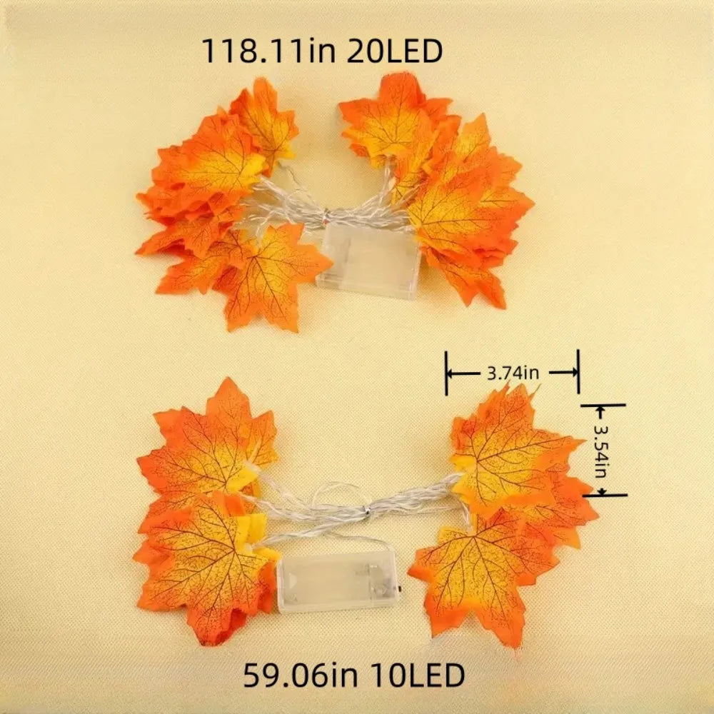 1PC 10/20LED Red Maple Leaf String Lights, Indoor Decor for Bedroom, Holiday Lighting for Halloween Thanksgiving Christmas Vue