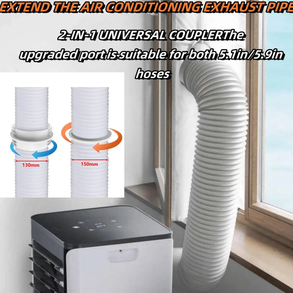 15.5x4.3cm Universal Portable AC Hose Adapter Heat Resistant Coupler Connector for Air Conditioner 5.1 5.9" Vent Pipe Window Kit Vue