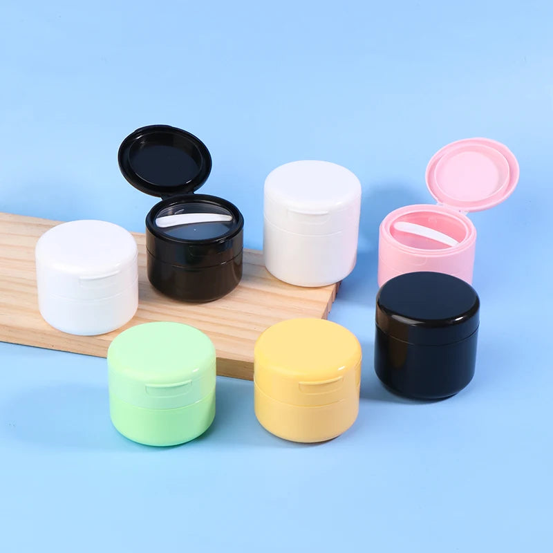 100/150g Empty Pot Flip Cover Makeup Jar With Spoon Refillable Bottles Travel Face Cream Lotion Cosmetic Cotton Pad Container Vue