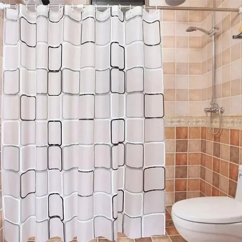 1PCS Bathroom Shower Curtains Waterproof Modern Geometric Plaid Pattern Household Decoration Translucent Good Quality Vue