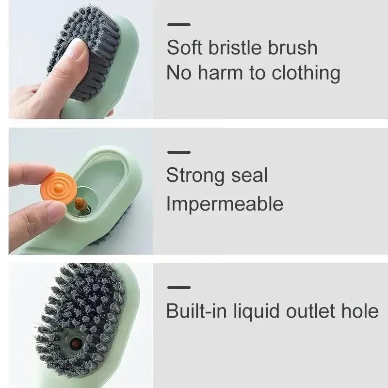 Multifunction Cleaning Shoe Brush Soft Automatic Liquid Shoe Brush Long Handle Clothes Soap Brush With Hook Clean Tool Vue