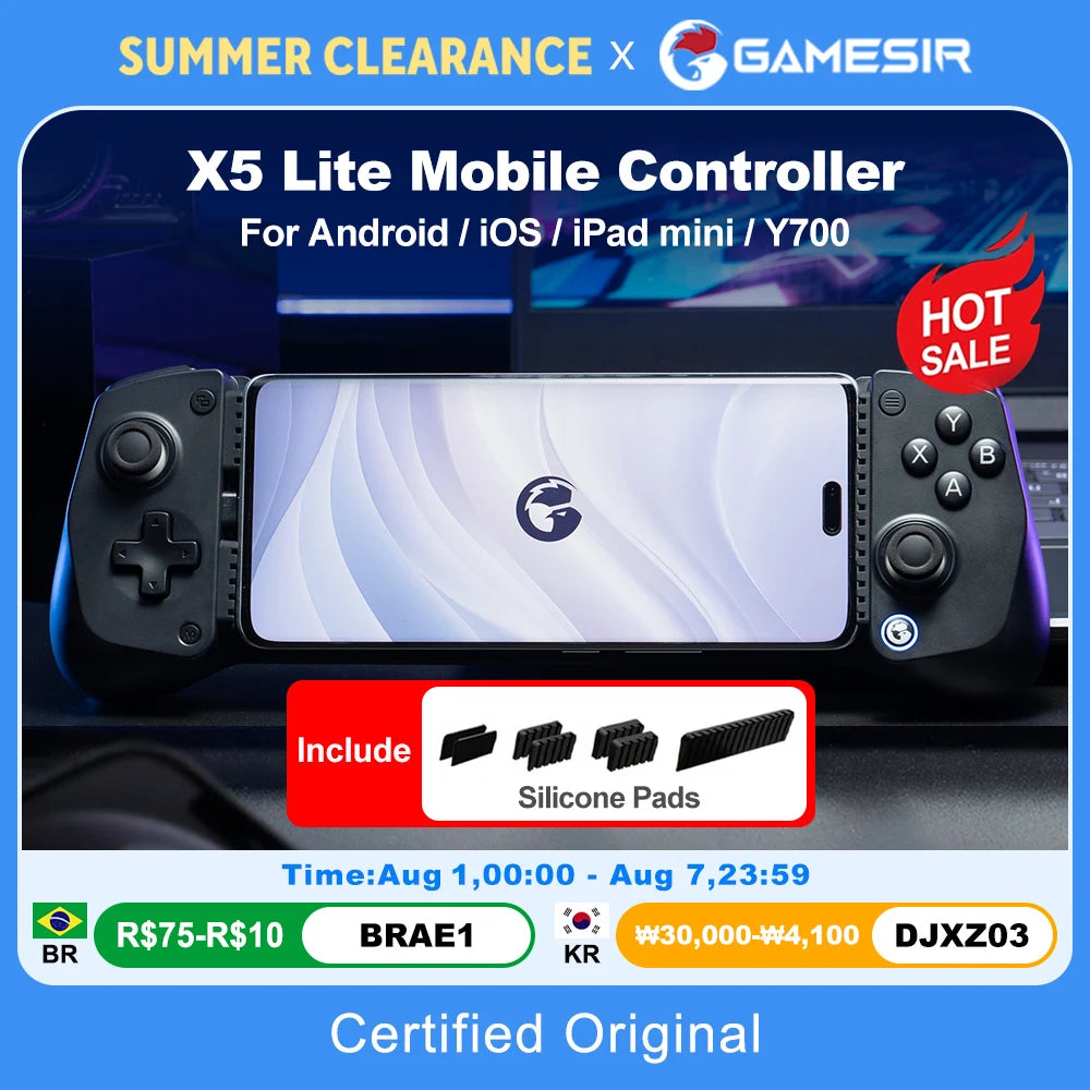 GameSir X5 Lite Mobile Gaming Controller Phone Gamepads for iPhone 17 16 15 Series IOS iPad Mini Y700 Android Tablet Controle Vue