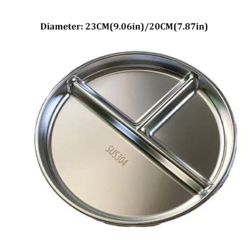 304 Stainless Steel Portion Control Plates Round Divided
