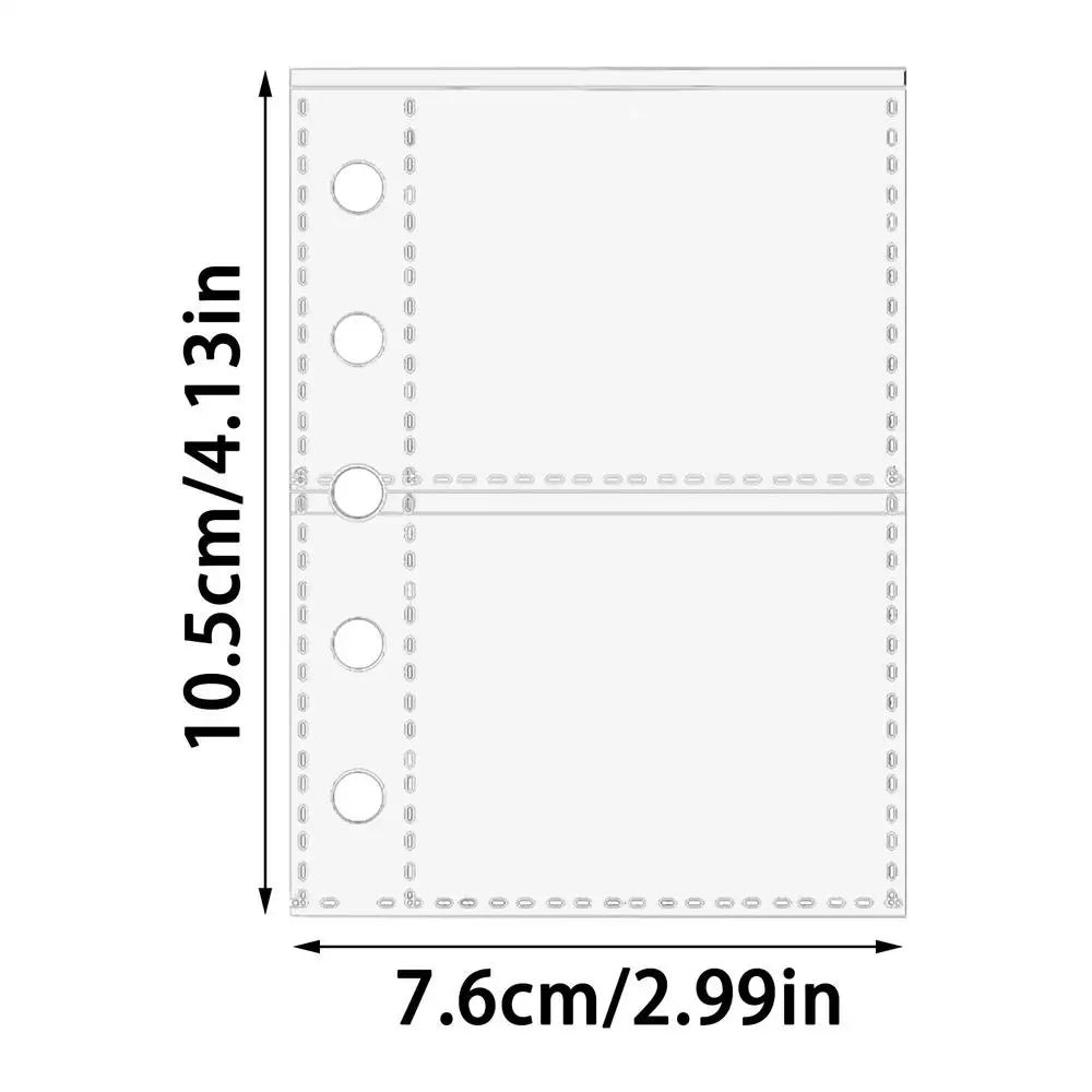 10Pcs M5 Binder Pockets 5-Ring Clear Folder Organizer Photocard Sleeve Sheets For Credit Business Card Money Protectors Vue B