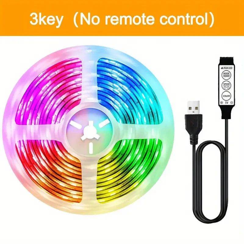 RGB LED Strip Light SMD 5050 with USB Remote And APP Control Flexible Tape Diode Ribbon for TV Backlight Living Room Bedroom Vue 3Key-Control 7.5 m