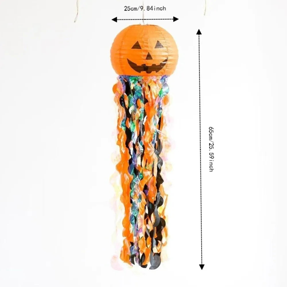 Vintage Design Pumpkin Paper Lanterns Cartoon Style Lightweight Material Skull Paper Lantern Delicate Design Easy Installation Vue