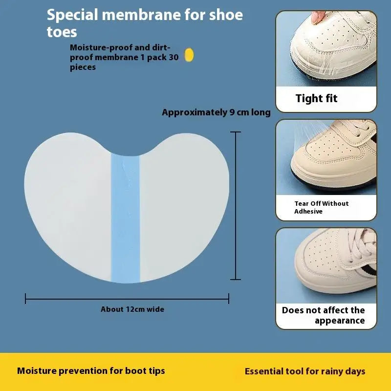 30/90Pcs Waterproof Shoe Head Stickers Clear Rain Films Wear & Dirt Resistant Shoe Toe Protective Stickers Vue