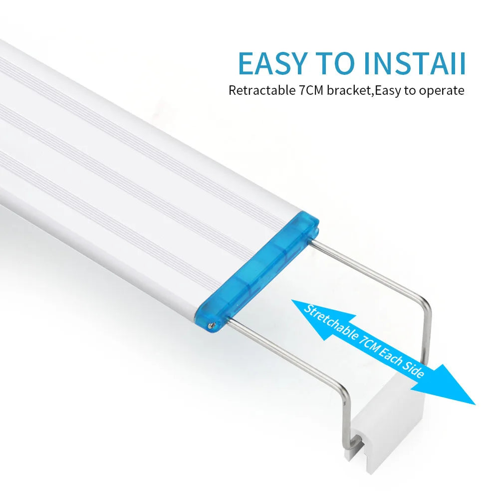 18-58cm Aquarium LED Light EU/US Plug White Blue Super Slim Fish Tank Aquatic Plant Grow Lighting Waterproof Clip Lamp 90~260V Vue