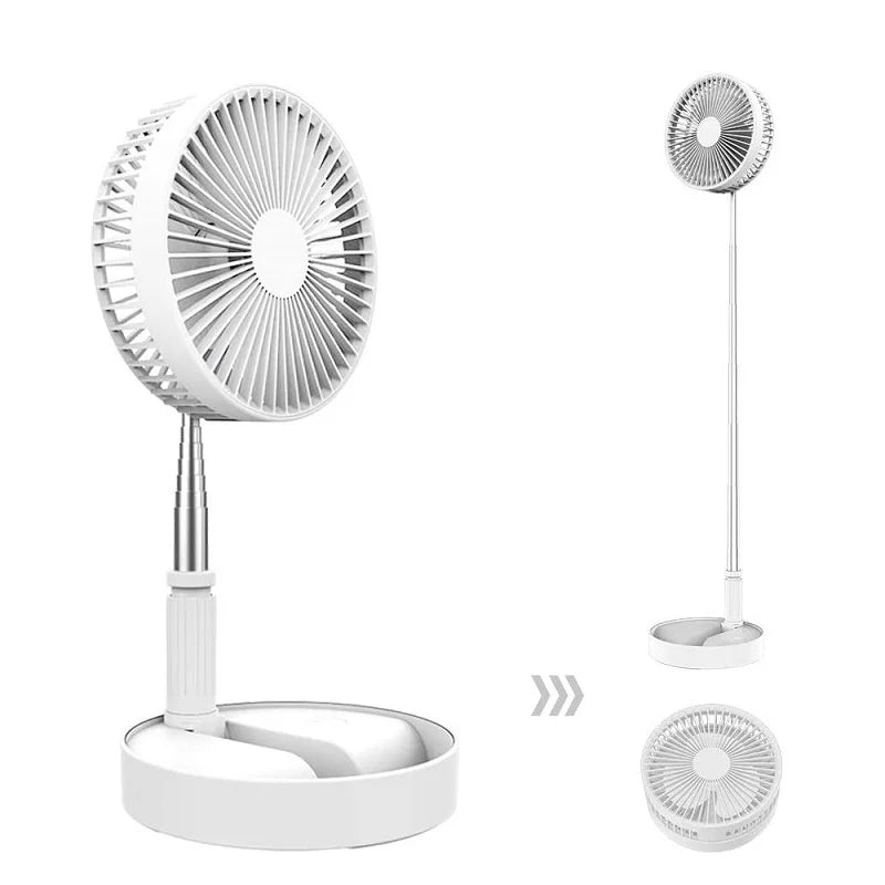 ROFAELEC USB Rechargeable Desktop Fan – Telescopic Folding Rechargeable Desktop Fan Vue WHITE USB Type-C
