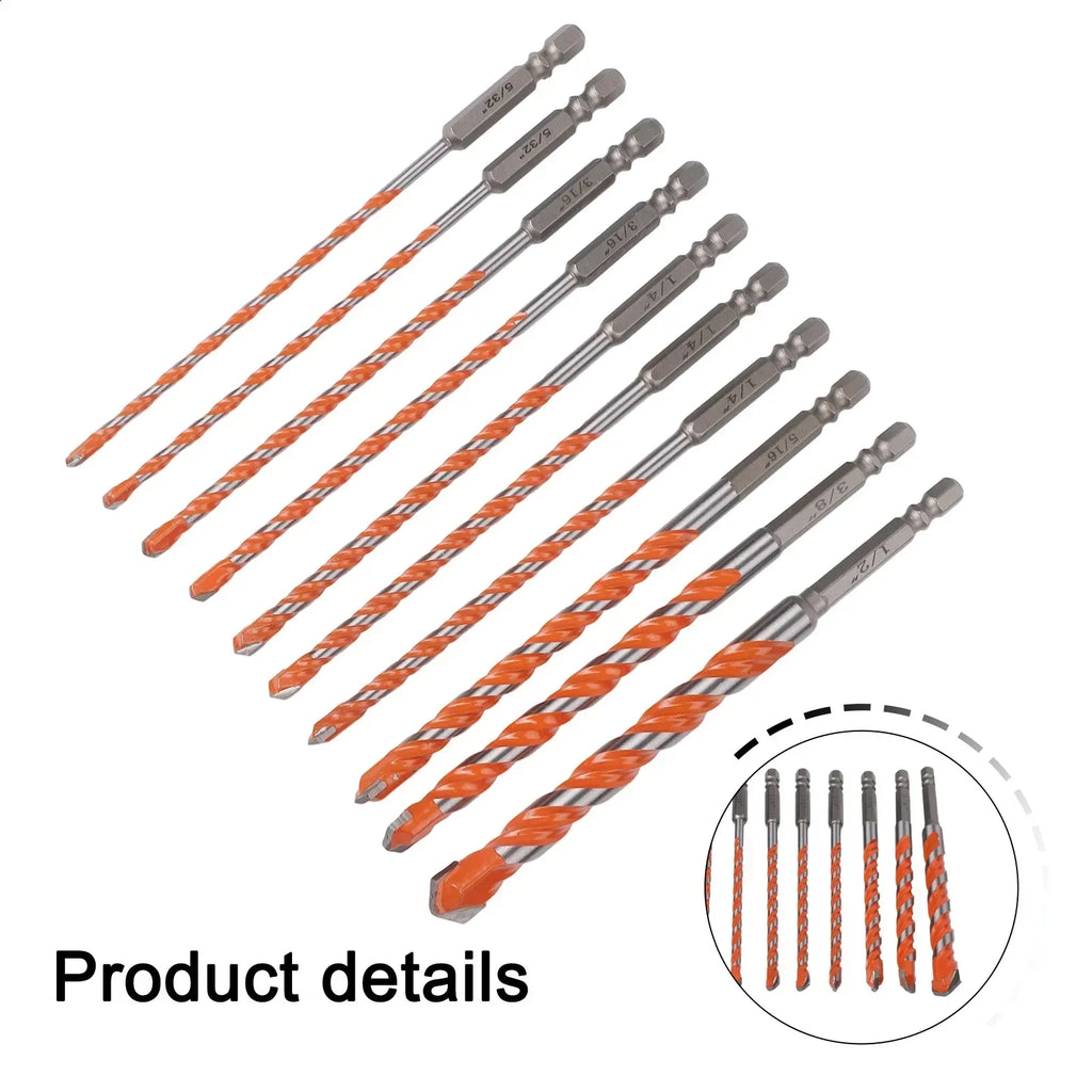 10-Pc Carbide Masonry Drill Bits Set – Concrete, Tile & Brick Masonry Drill Bits Vue