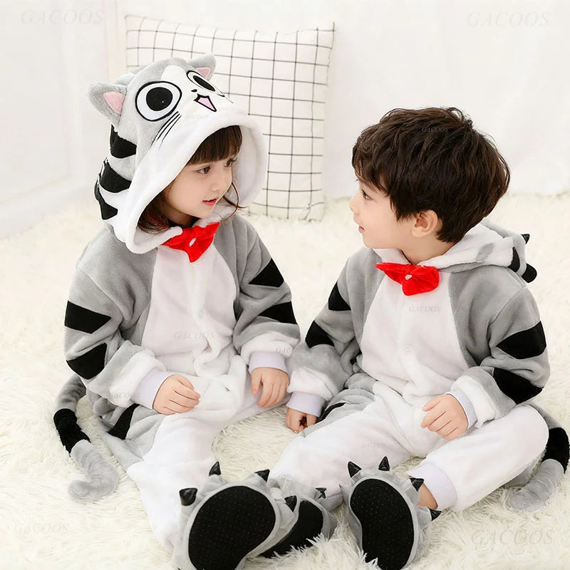 Kigurumi Onesie Kids Capybara Pajamas For Children Christmas Blanket Sleepers Baby Costume Winter Boy Girl Cat Jumspuit Vue