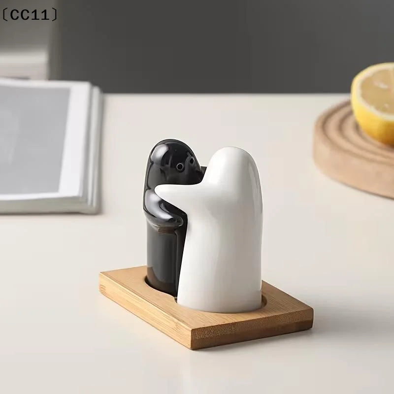 Ceramic Ghost Mini Pepper Salt Pot Seasoning Creative Hug Little