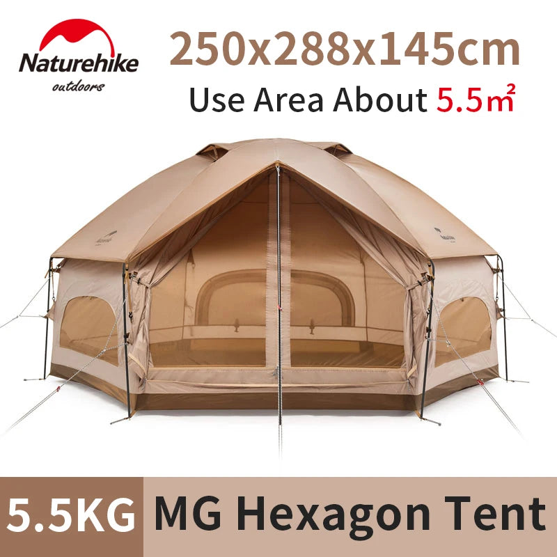 Naturehike MG Hexagon Tent 3-4 Person Waterproof Family Camping Family Camping Tent Vue
