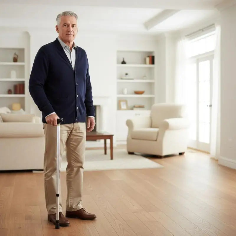 Adjustable Walking Stick 2 Section Stable Anti-skid Crutch Old Man