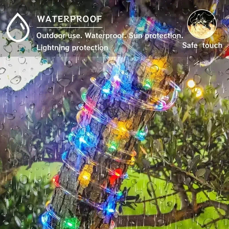 Solar LED Rope Lights Fairy Tube Light String Outdoor Waterproof Lawn Lamps 8 Mode For Home Garden Patio Wedding Roof Decoration Vue