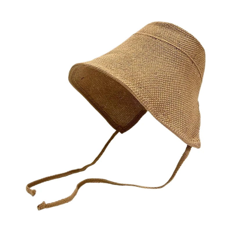 Linen Straw Regency Bonnets Hats For Women Sun Hats Bow Beach Cap Big Wide Brim Cloche Hat Chapeau Femme Lace Up Outdoor Summer Vue Khaki