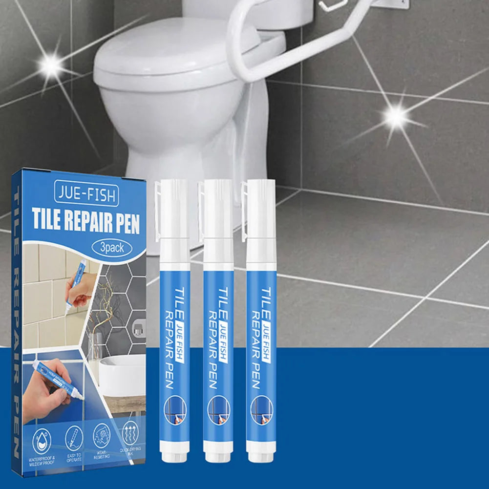 3pcs Tile Grout Paint Pen Mildew-proof Grout Pen White Tile Paint Marker Wall Grout Restorer Pen for Restoring Tile Wall Floor Vue