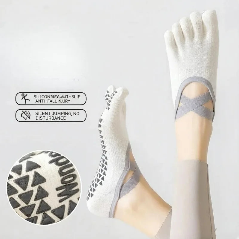 Women's Yoga Socks Summer Five-Toe Invisible Socks Indoor Non-Slip Shock Absorption Fitness Sports Socks Pilates Boat Socks Vue