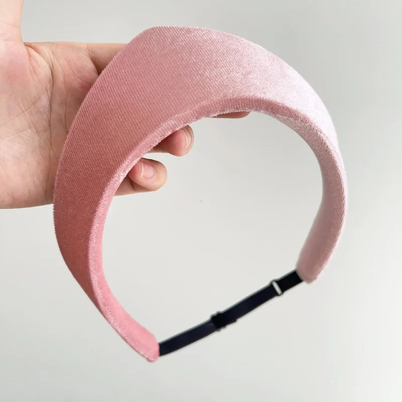 Retro Velvet Women Headband Smooth European and American Hairpin Headband Hair Hoop Lady Headwear Styling accessories Vue pink