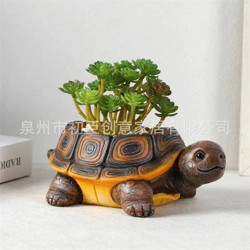 Turtle Succulent Planter Cute Animal Mini Plant Pot For Office Desk Table Living Room Balcony Home Display Gift For Women Teens Vue