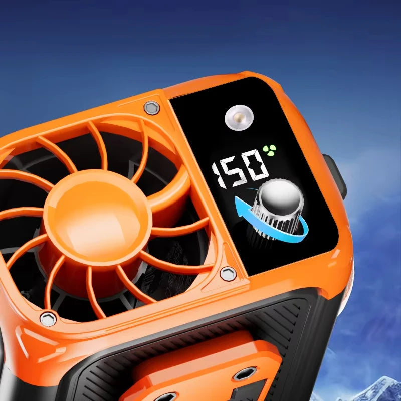 Mini high-speed waist fan, bladeless USB hanging neck fan, outdoor multifunctional mobile power lighting digital display fan Vue